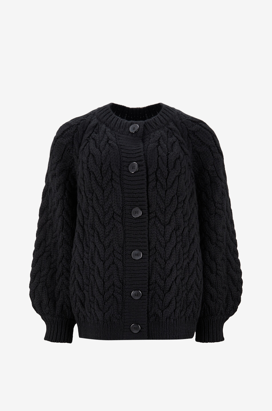 Strickjacke mit geripptem Rundhalsausschnitt