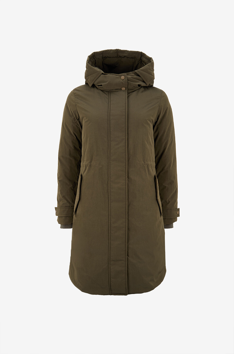 WOOLRICH Halblanges Stehkragenparka aus Segeltuch Grace Damen DUNKLES KHAKI 1