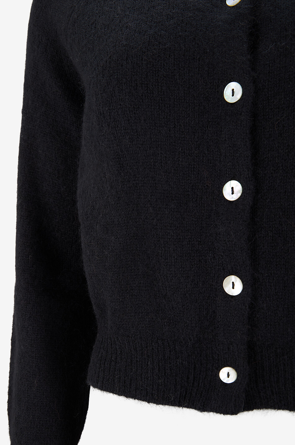 DÔEN Strickjacke mit geripptem Rundhalsausschnitt Petra Damen SCHWARZ 3