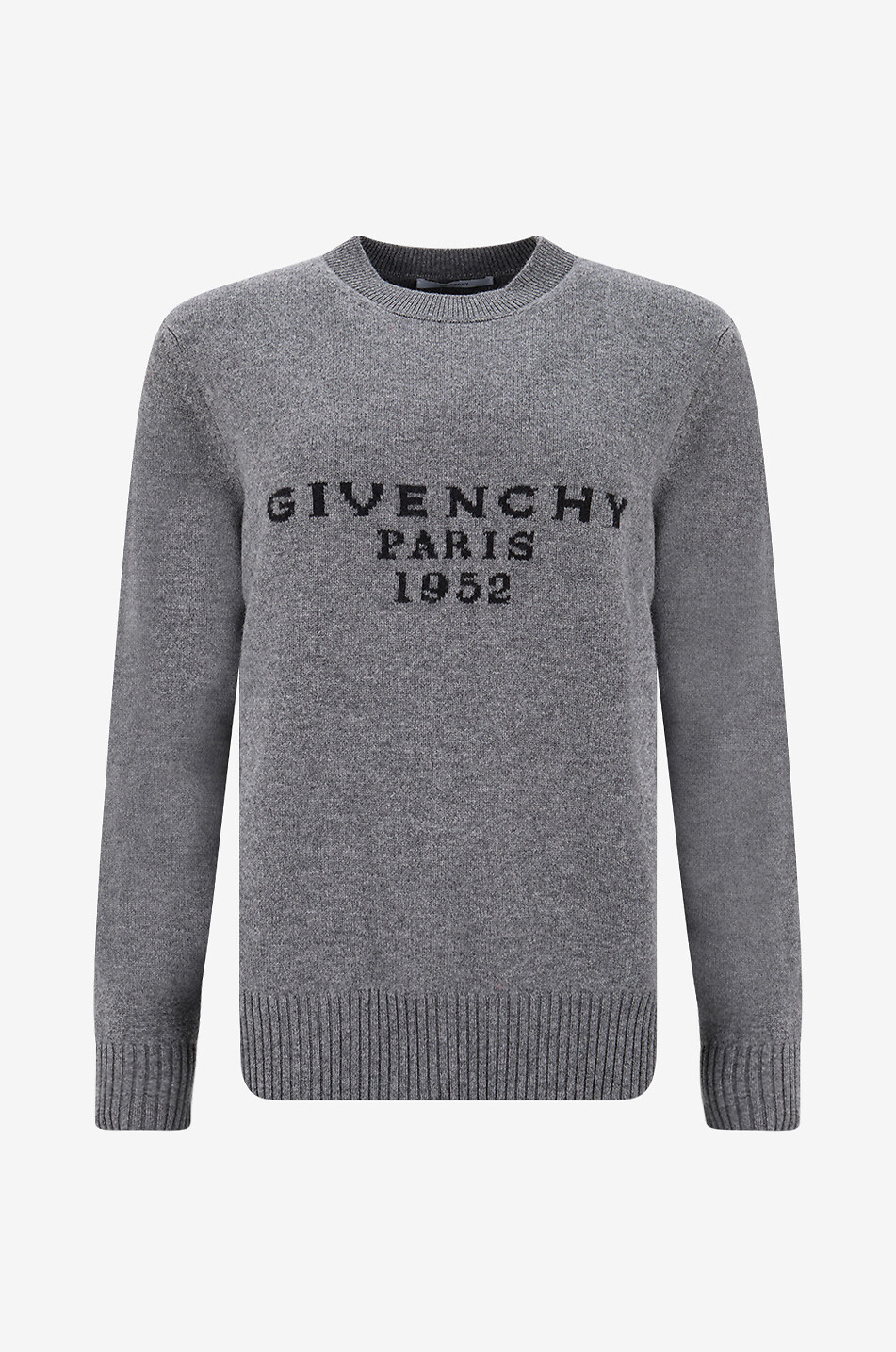 GIVENCHY Pull en maille à col rond côtelé Femme GRIS FONCÉ 1