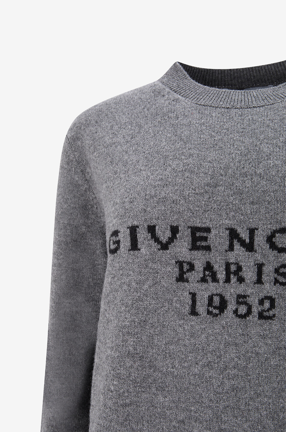 GIVENCHY Pull en maille à col rond côtelé Femme GRIS FONCÉ 3