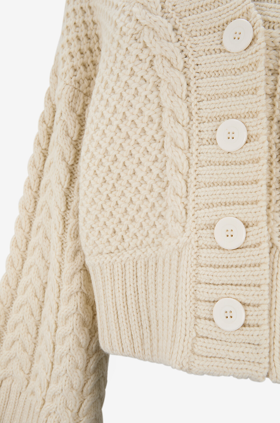 MR MITTENS Cardigan à col v en maille à manches évasées Femme BLANC CASSE 3