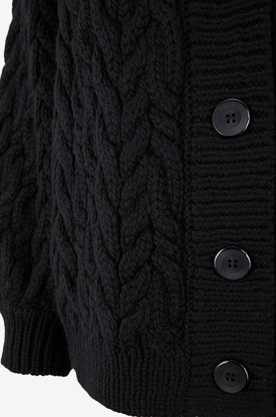 MR MITTENS Strickjacke mit geripptem Rundhalsausschnitt Damen SCHWARZ 3