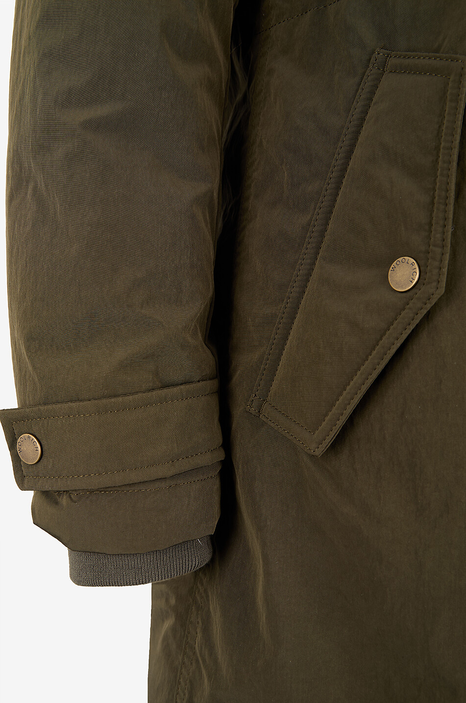 WOOLRICH Halblanges Stehkragenparka aus Segeltuch Grace Damen DUNKLES KHAKI 3