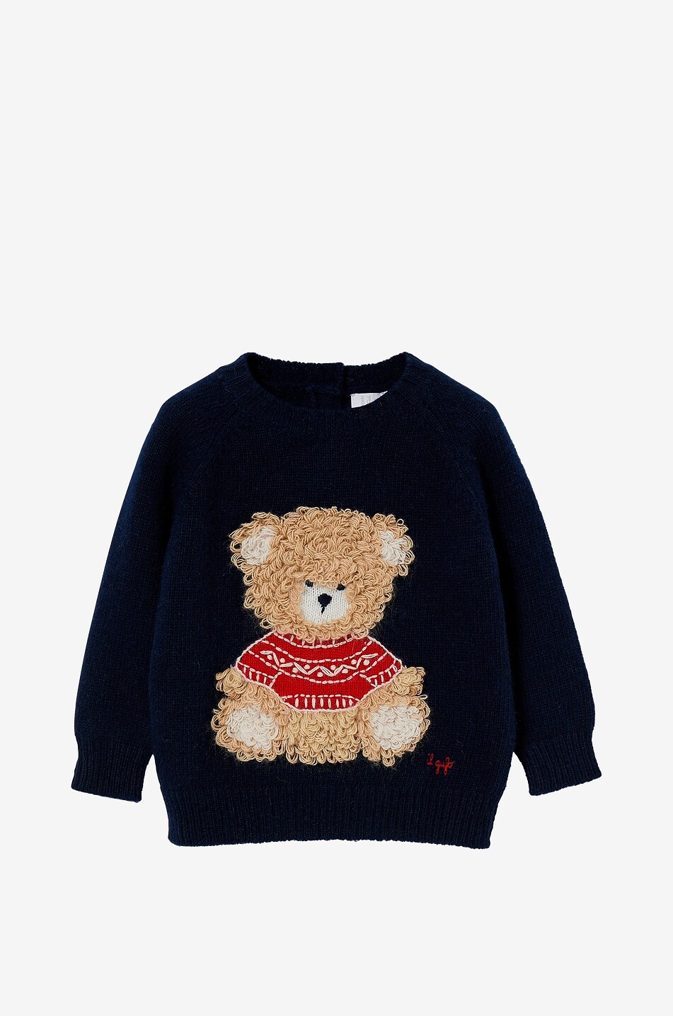 Wollpullover für Babys mit Teddy-Stickerei