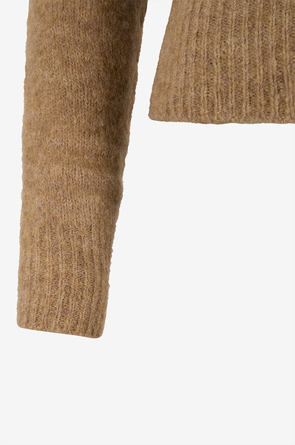 AMI Feinstrick-Pullover mit geripptem Rundhalsausschnitt Damen KAMELFARBEN 3