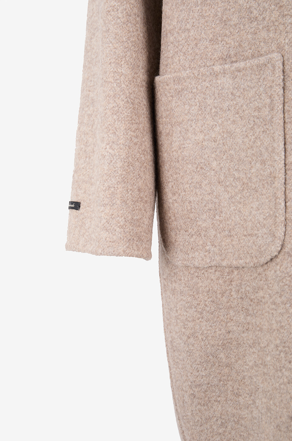 MANZONI 24 Long coat with high neck in bouclé knit Women BEIGE 3