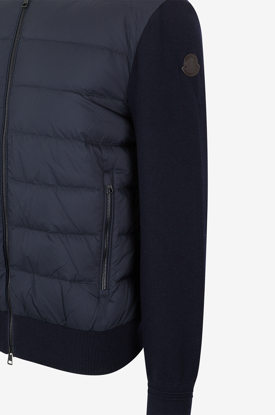 MONCLER Short quilted technical fabric cardigan Men DARK BLUE 3