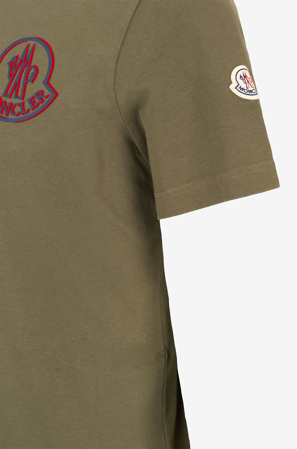 MONCLER Embroidered jersey round neck t-shirt Men KHAKI 3