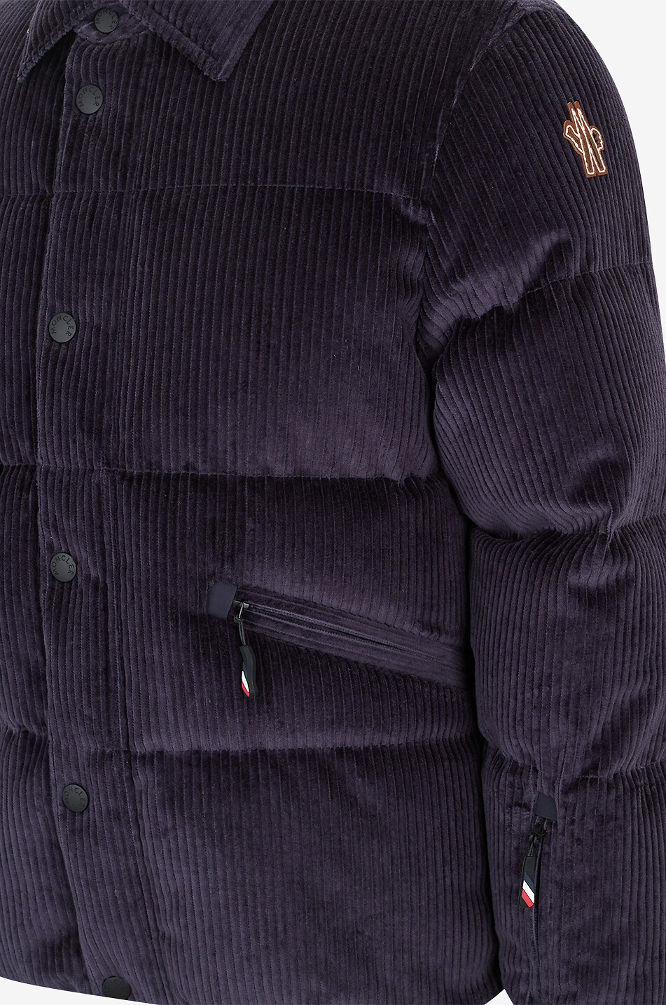 MONCLER GRENOBLE Kurze Stepp-Daunenjacke aus Cordsamt Elgon Herren DUNKELBLAU 3