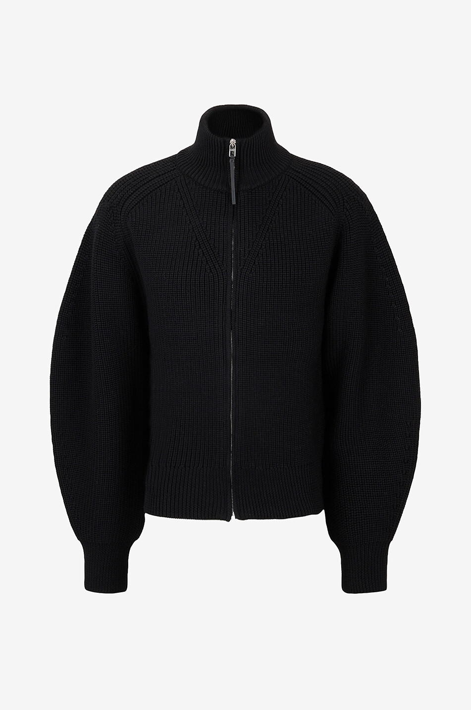Cardigan zippé à col montant en mérino