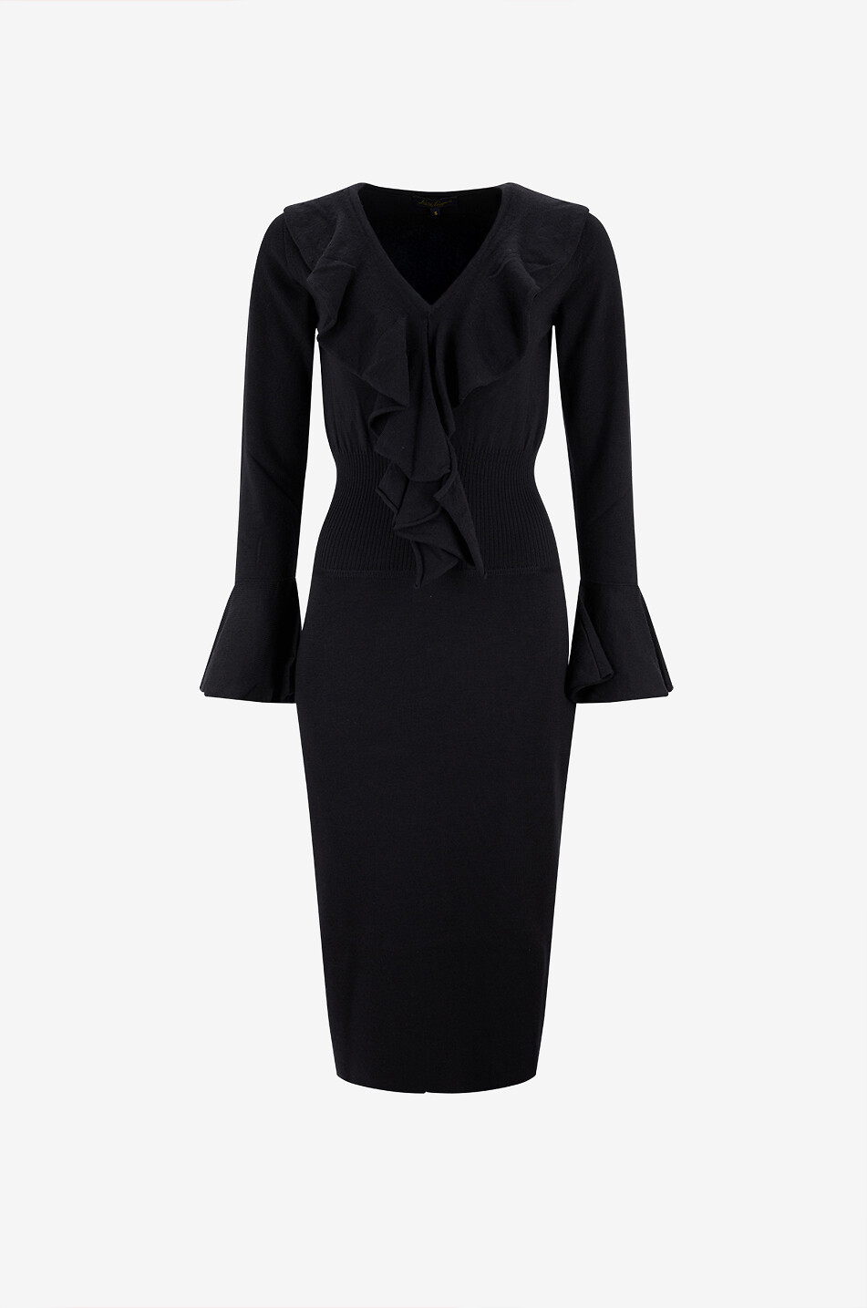 LUISA SPAGNOLI Malimba V-neck midi knit dress Women BLACK 1
