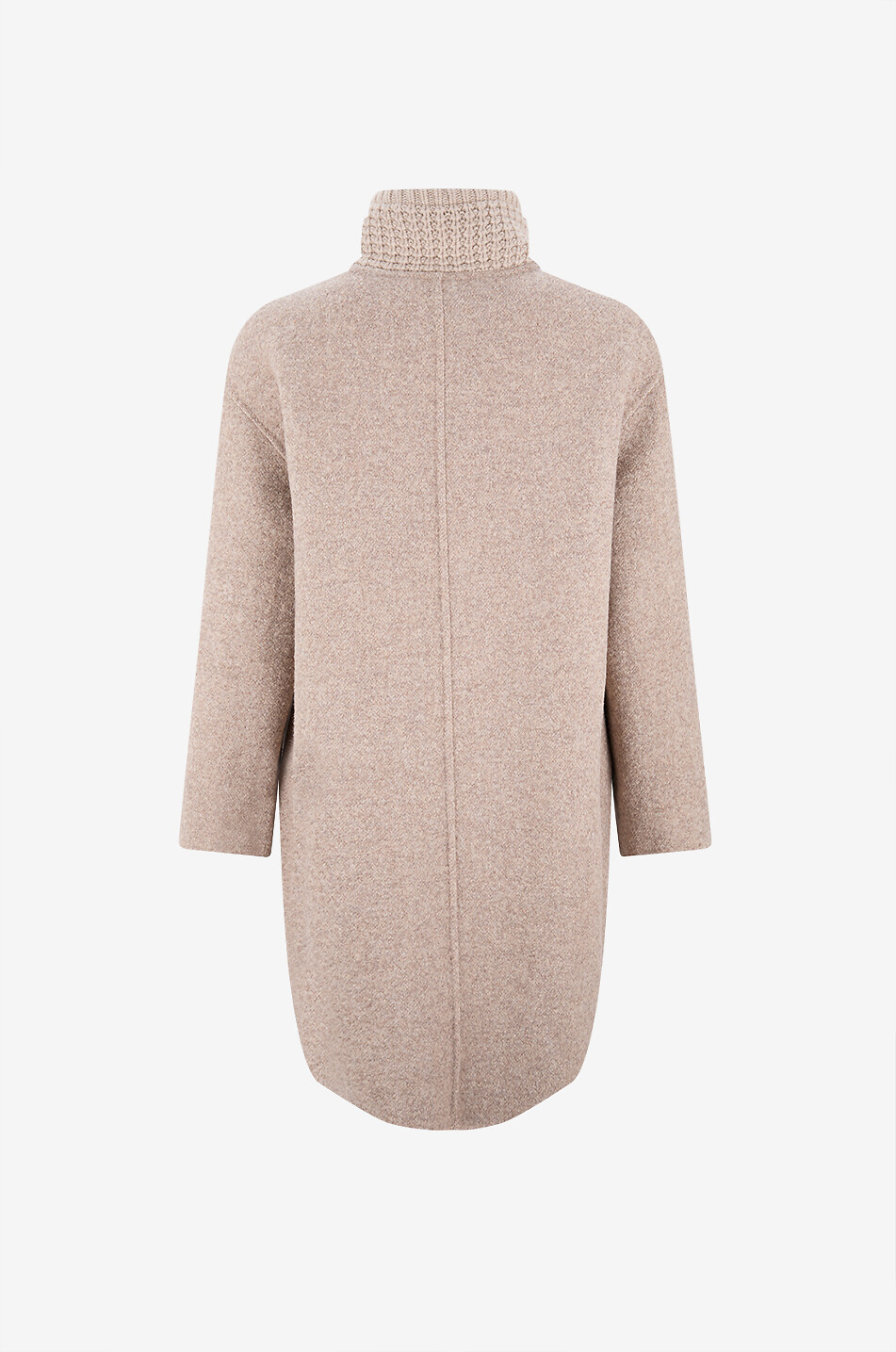 MANZONI 24 Long coat with high neck in bouclé knit Women BEIGE 2