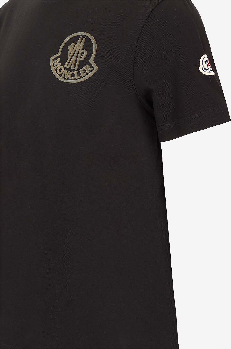 MONCLER Embroidered jersey round neck t-shirt Men BLACK 3