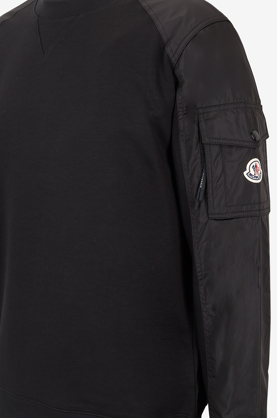 MONCLER Sweat-shirt en molleton à col rond Homme NOIR 3