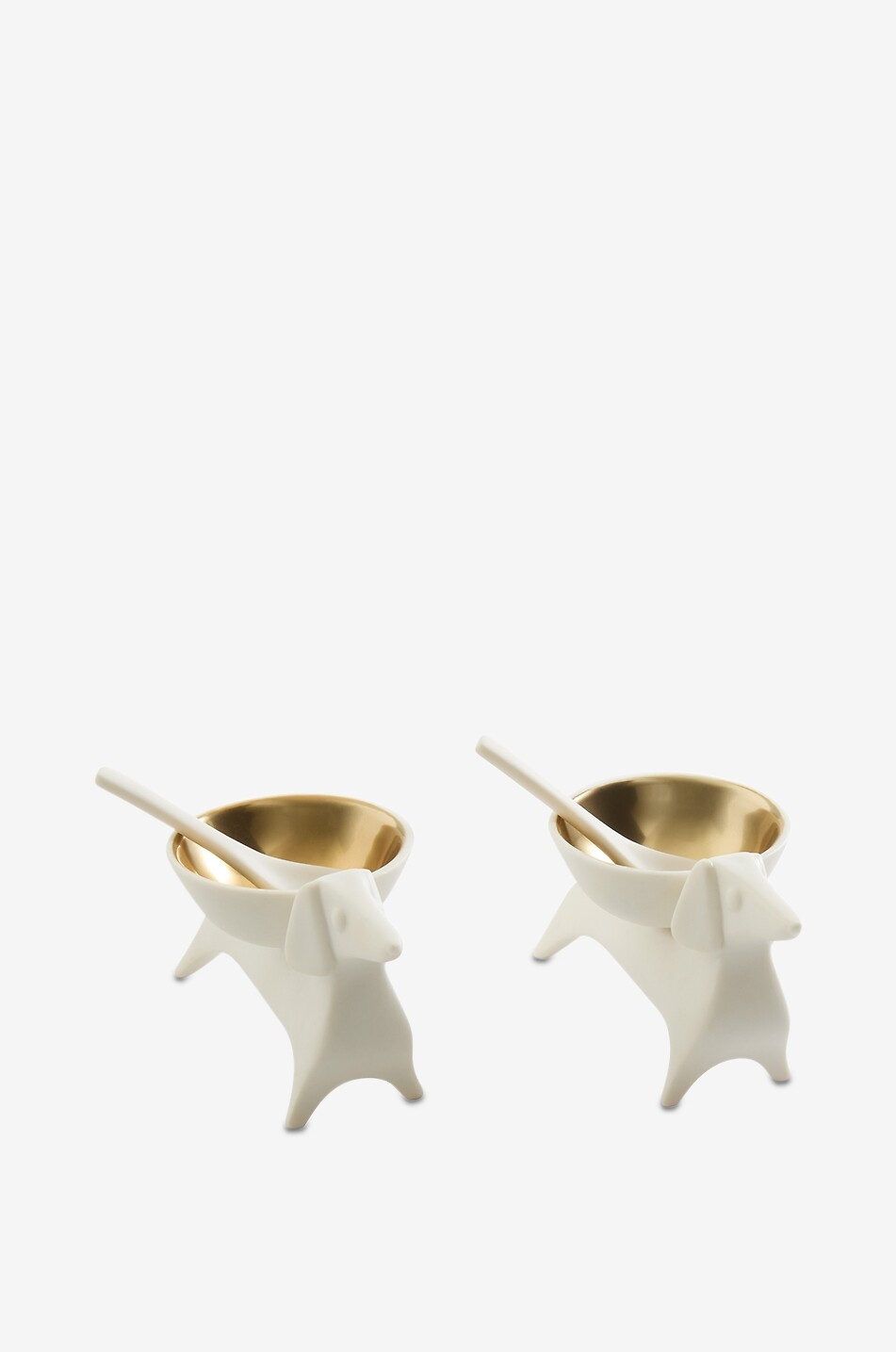 Set de salière et poivrière en porcelaine doré Dachshund