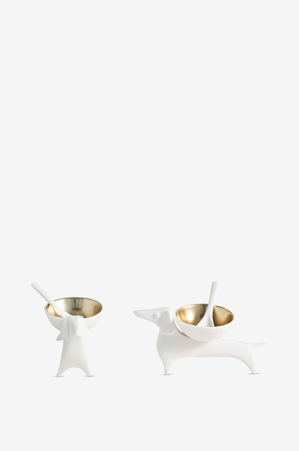 JONATHAN ADLER Set de salière et poivrière en porcelaine doré Dachshund Maison BLANC 3