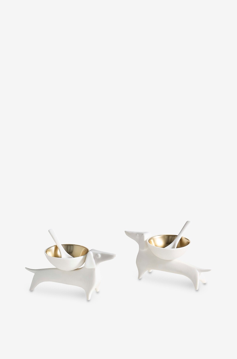 JONATHAN ADLER Set de salière et poivrière en porcelaine doré Dachshund Maison BLANC 4