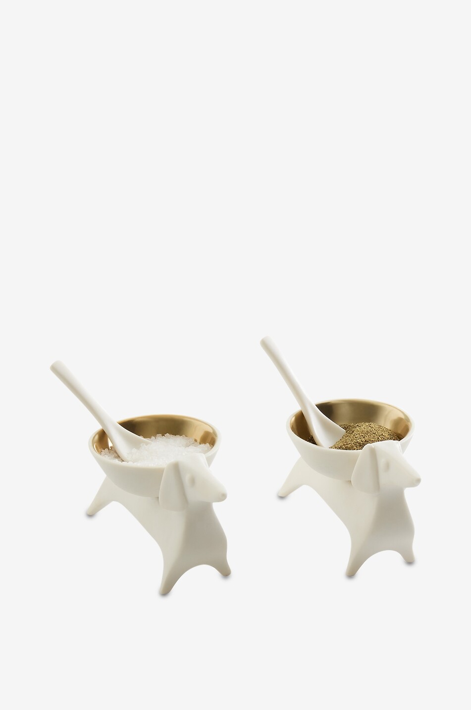 JONATHAN ADLER Set de salière et poivrière en porcelaine doré Dachshund Maison BLANC 6