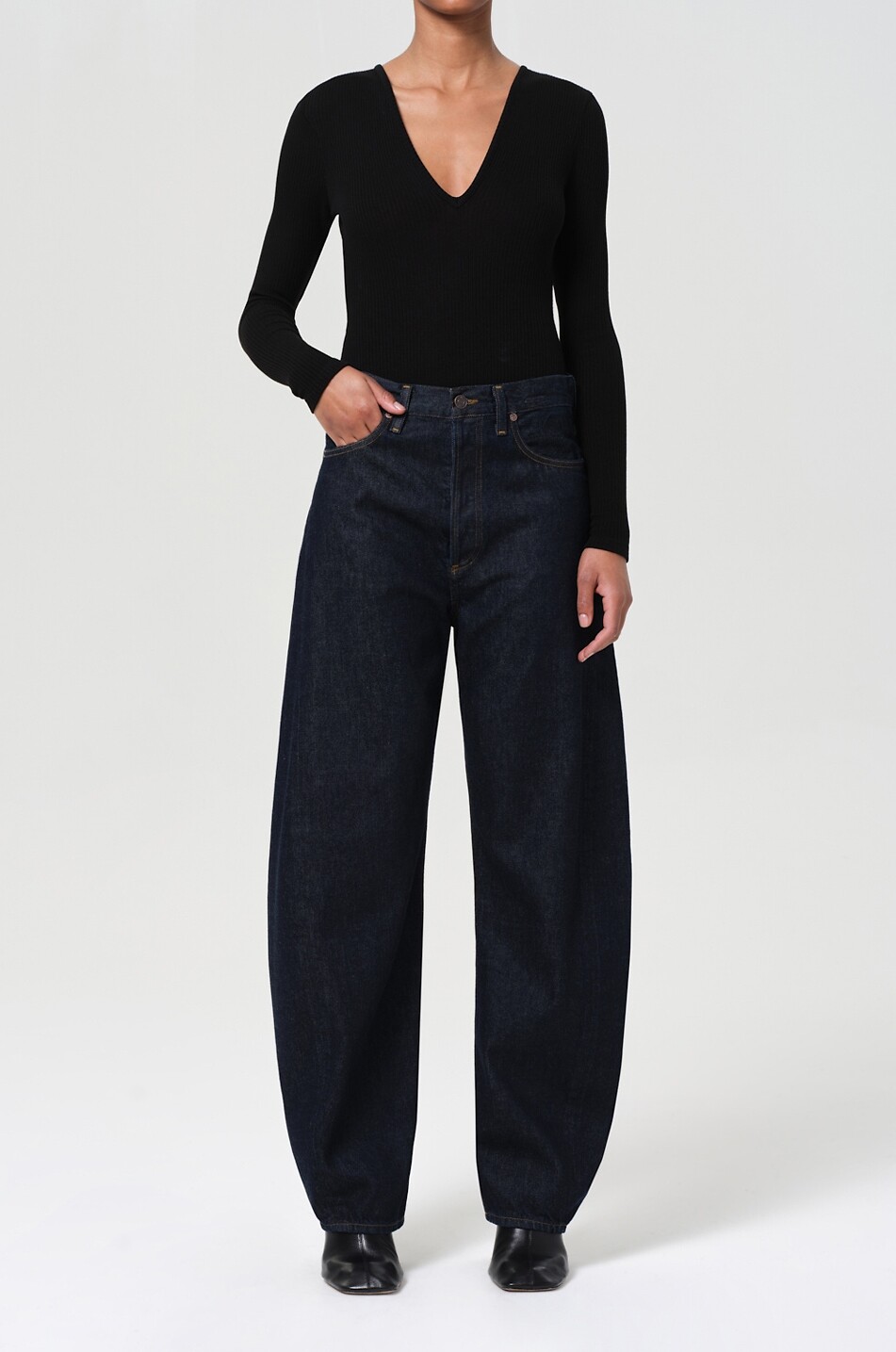 AGOLDE Jean incurvé en denim Luna Pieced Rinse Femme BLEU FONCE 2