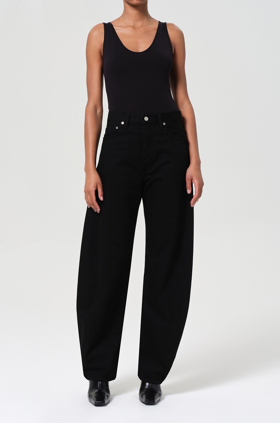 AGOLDE Jean incurvé en denim Luna Pieced Cover Femme NOIR 2