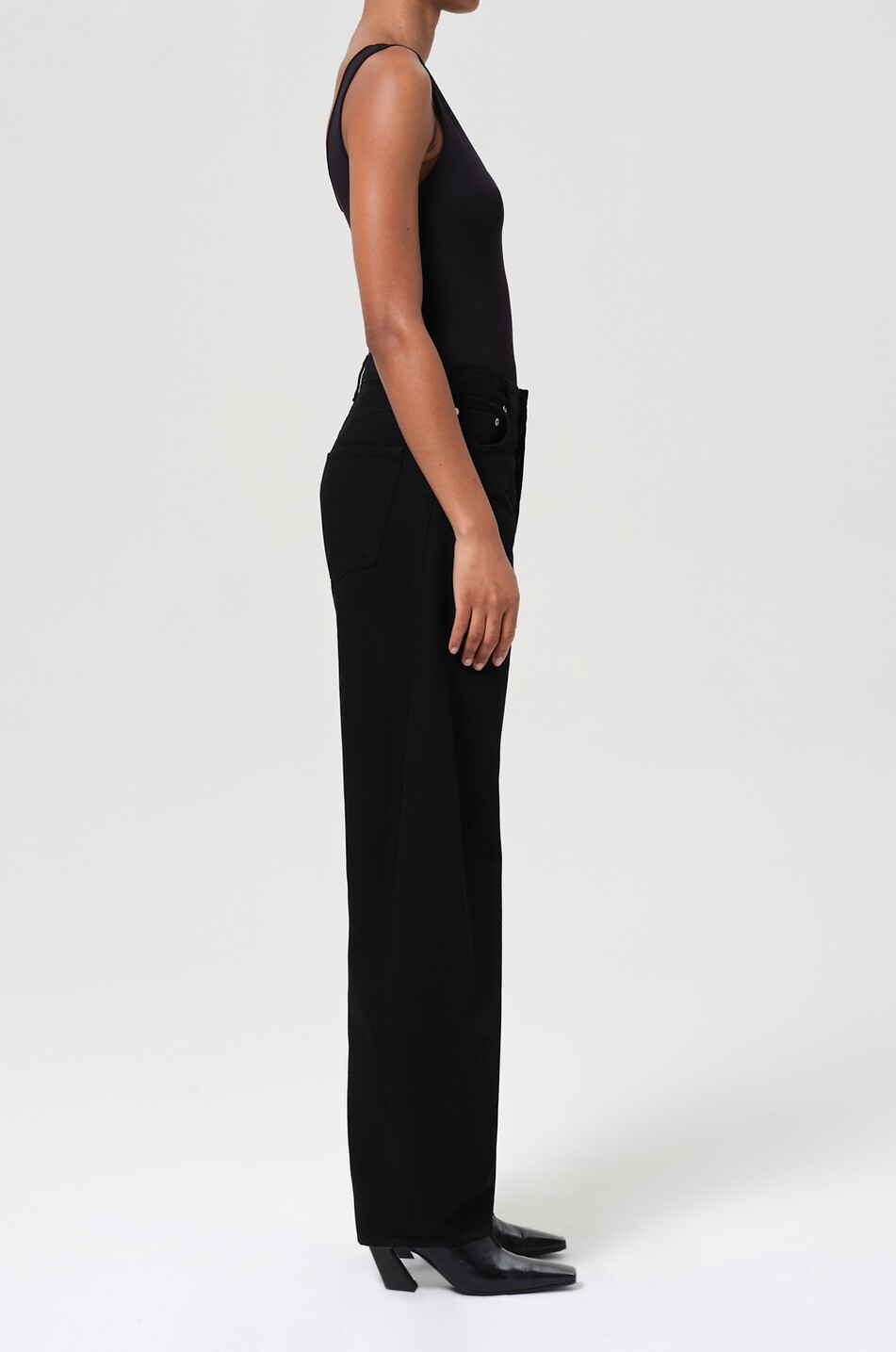 AGOLDE Jean incurvé en denim Luna Pieced Cover Femme NOIR 5