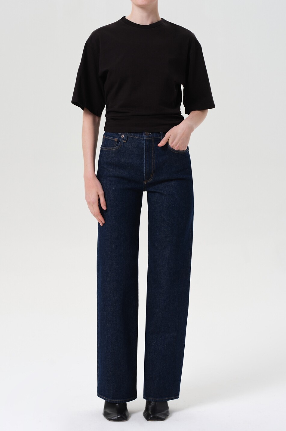 AGOLDE Jean droit décontracté à taille mi-haute Harper Reissue Femme BLEU FONCE 2