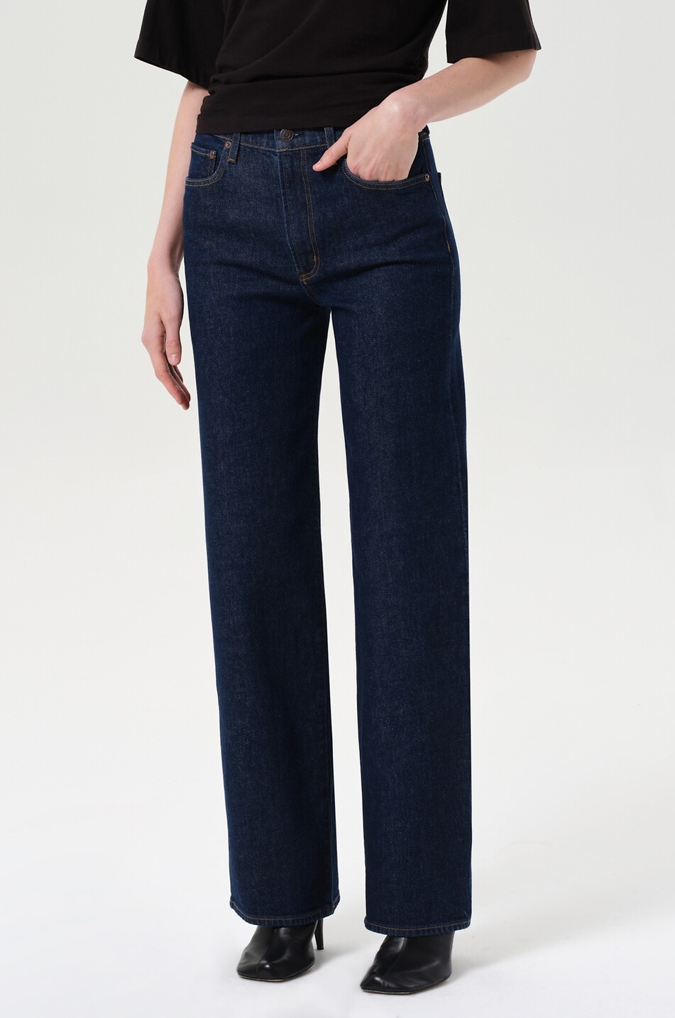 AGOLDE Jean droit décontracté à taille mi-haute Harper Reissue Femme BLEU FONCE 6