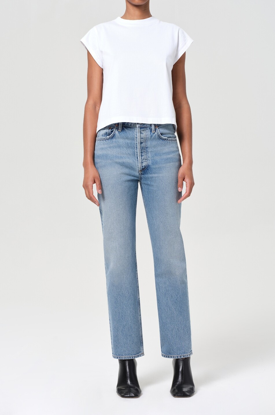 AGOLDE Jean droit à taille haute en denim 90's Pinch Waist Stage Femme BLEU 2