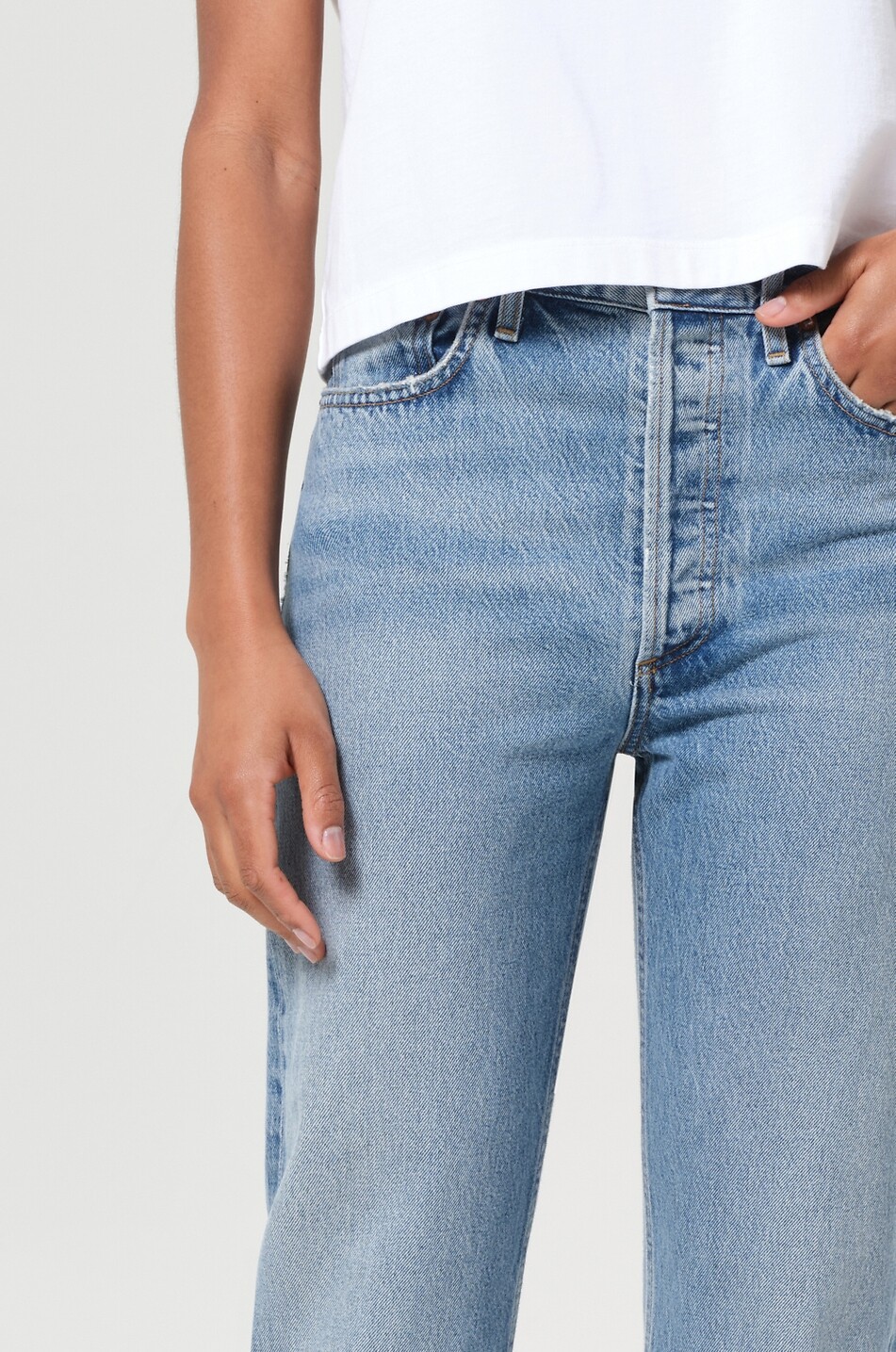 AGOLDE Jean droit à taille haute en denim 90's Pinch Waist Stage Femme BLEU 4