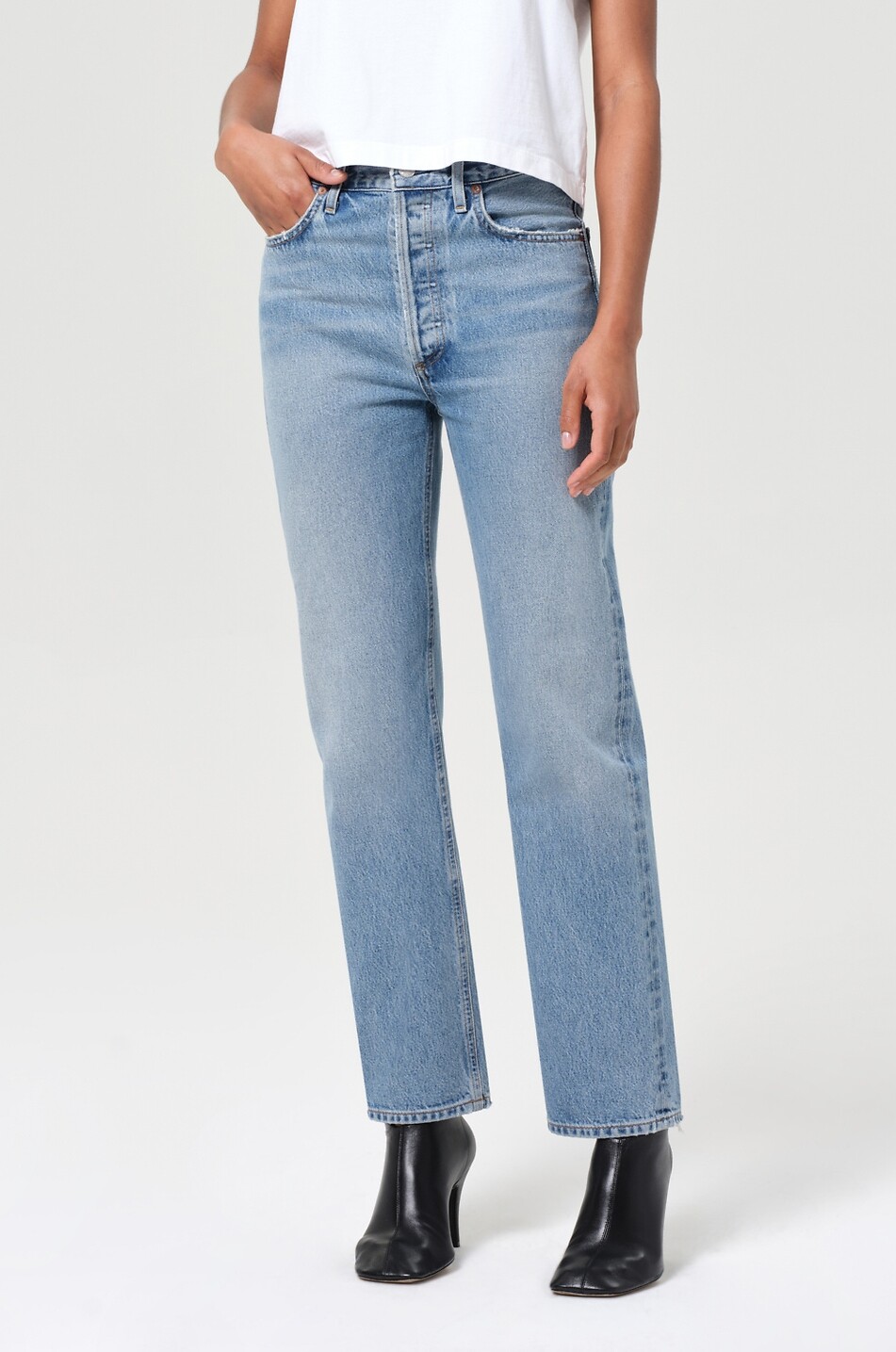 AGOLDE Jean droit à taille haute en denim 90's Pinch Waist Stage Femme BLEU 6