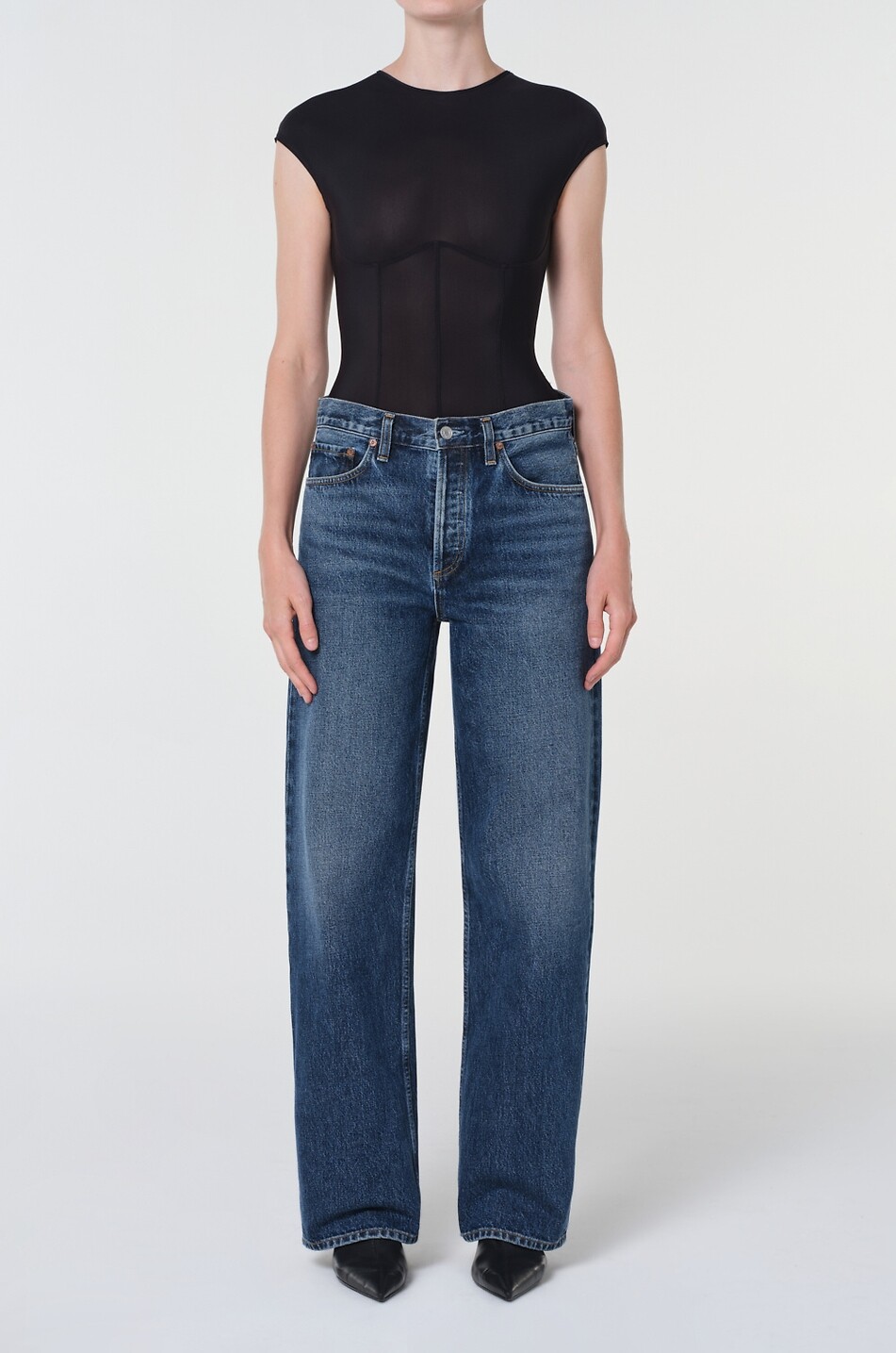 AGOLDE Arc 32 Shortwave straight denim jeans Women DARK BLUE 2