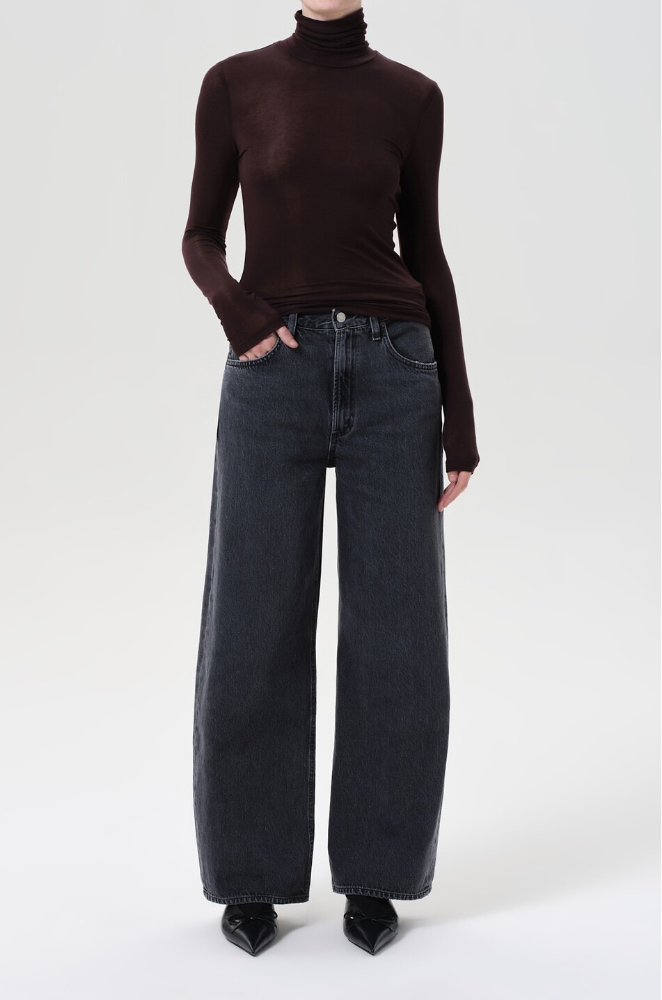 AGOLDE Jean incurvé décontracté Low Curve Symbolic Femme GRIS FONCÉ 2