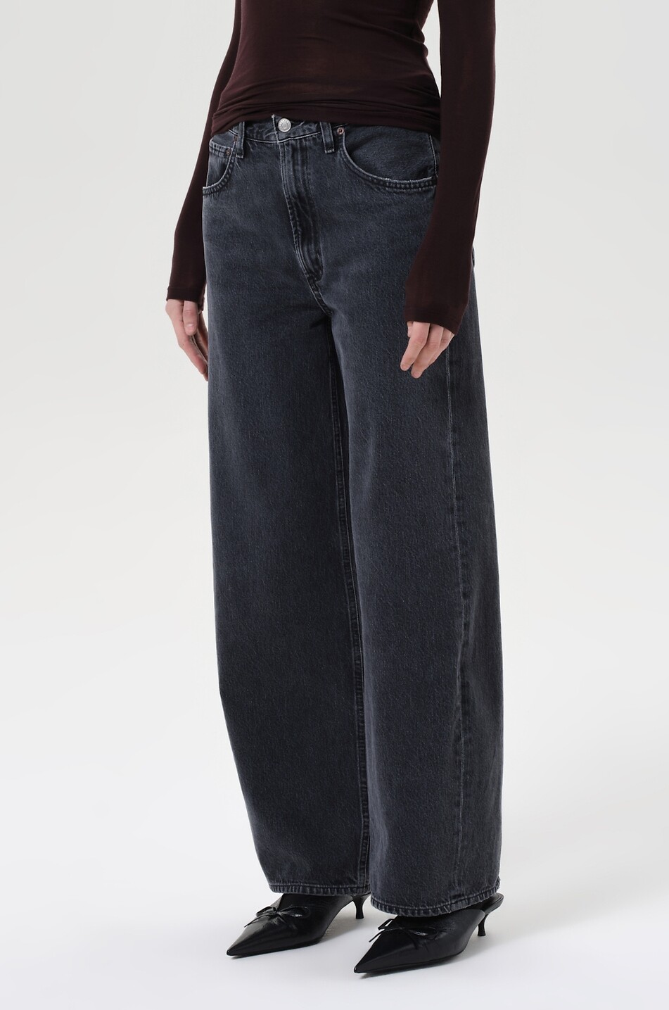 AGOLDE Jean incurvé décontracté Low Curve Symbolic Femme GRIS FONCÉ 6