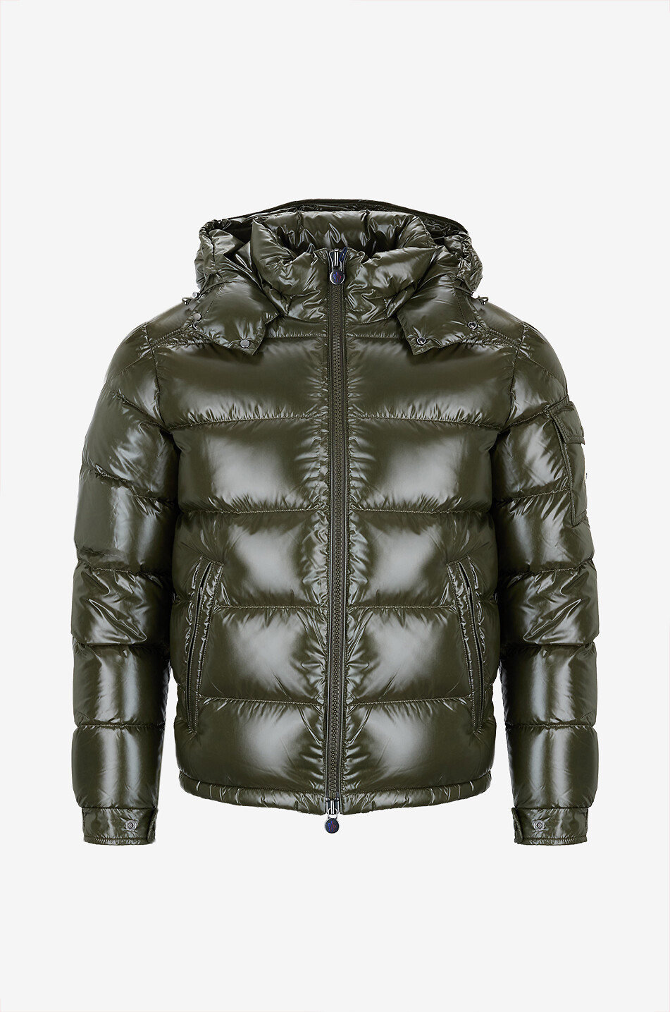MONCLER Kurze Kapuzendaunenjacke aus Lack-Nylon Moncler Maya Herren GRÜN 1