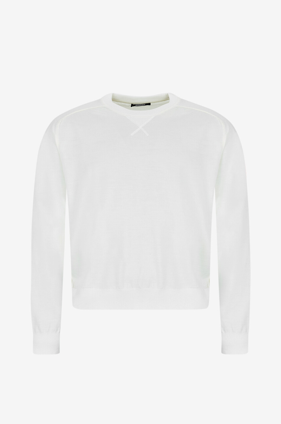 JACQUEMUS Sweat-shirt en jersey à col rond côtelé Homme BLANC CASSE 1