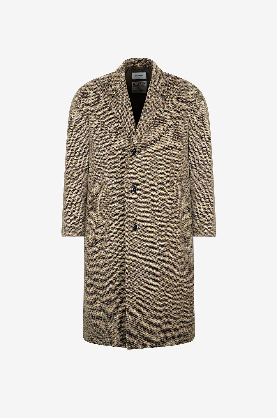 LEMAIRE Chesterfield herringbone tweed oversize coat Men BLACK 1