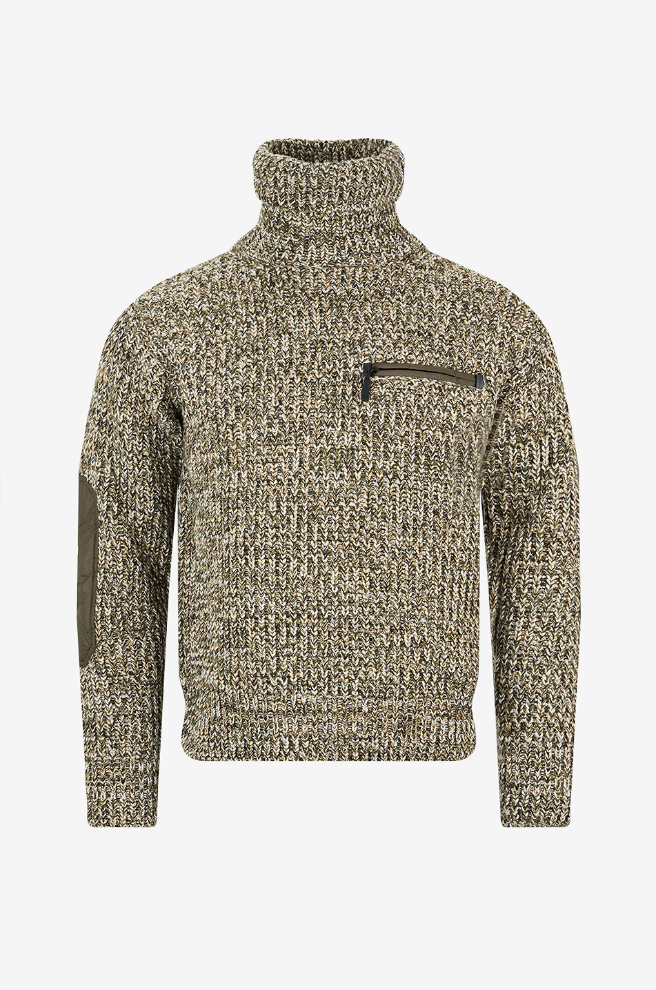 MONCLER GRENOBLE Pull à col roulé en maille chinée Homme VERT 1