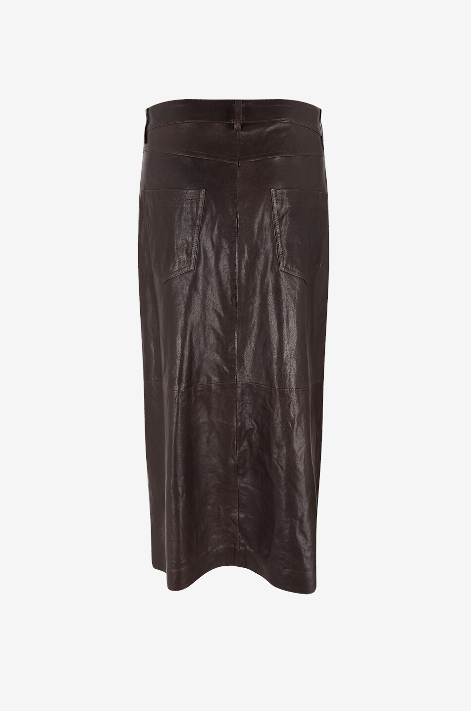 BRUNELLO CUCINELLI Mittellanges Wickelrock aus Leder Damen BRAUN 2