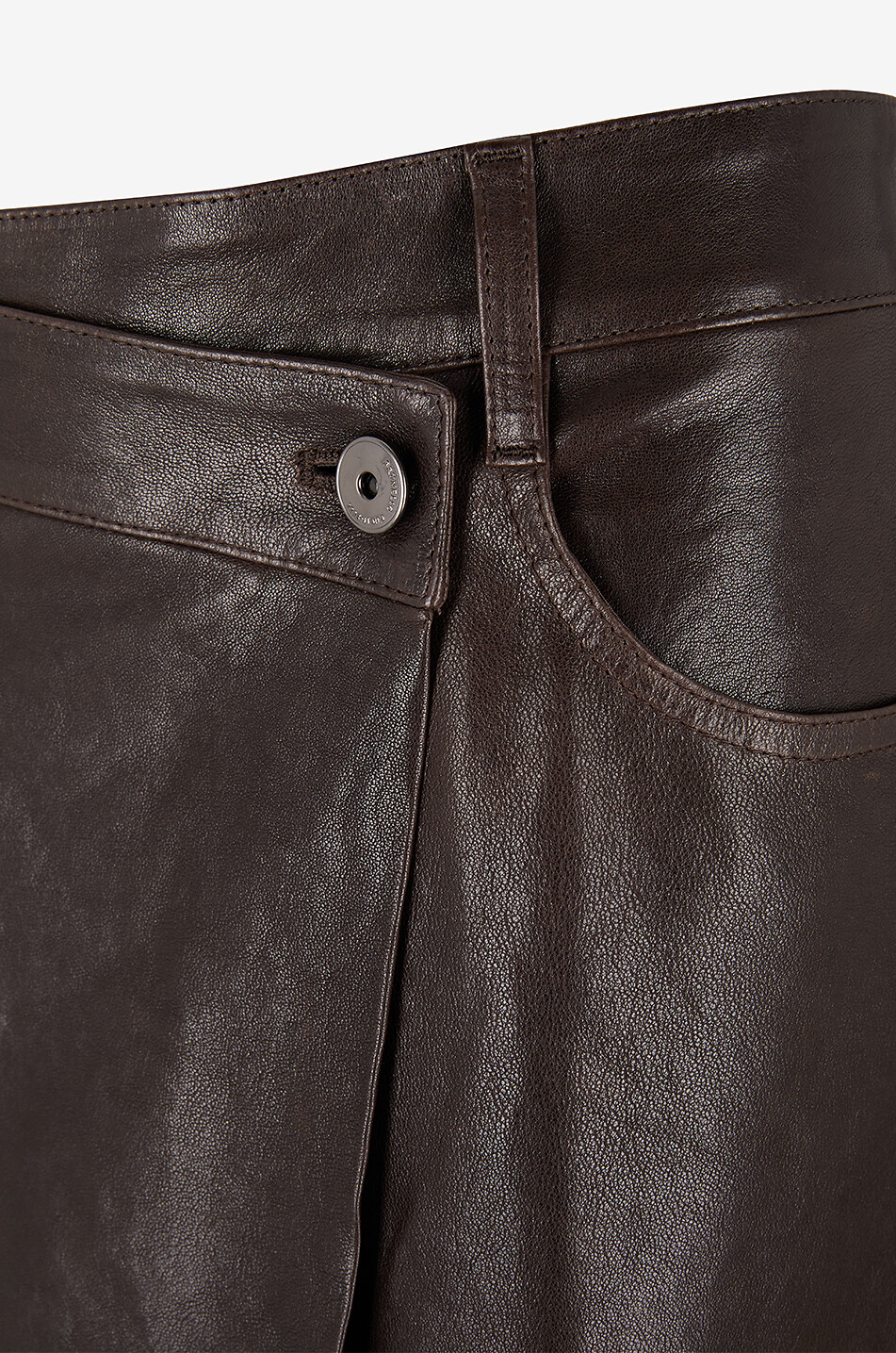 BRUNELLO CUCINELLI Mittellanges Wickelrock aus Leder Damen BRAUN 3