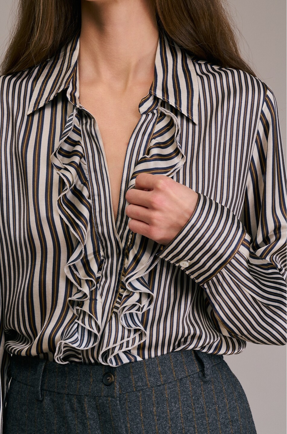 DIEGA Caramba striped popeline ruffle shirt Women MULTI COLOURED 4