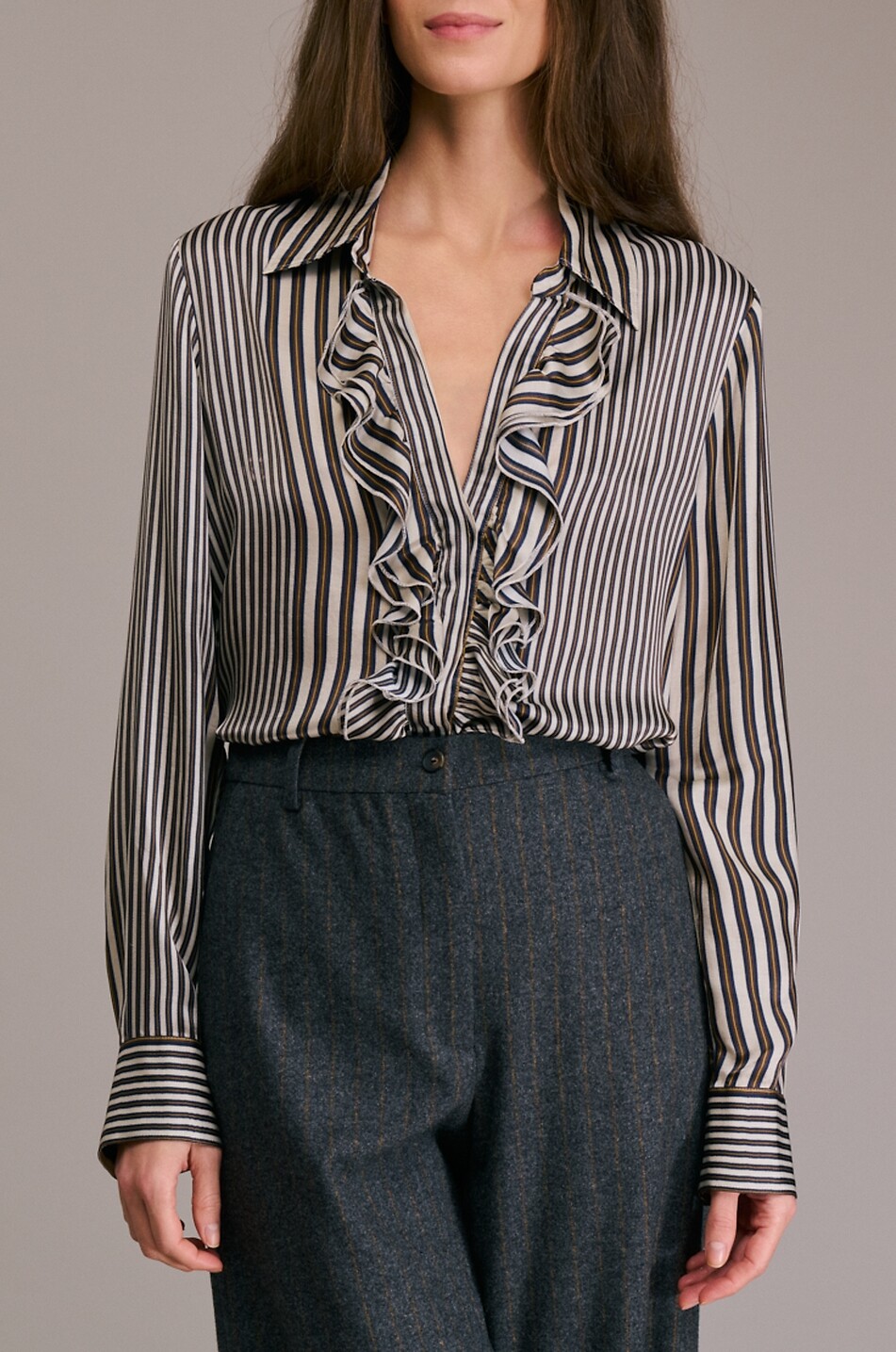 DIEGA Caramba striped popeline ruffle shirt Women MULTI COLOURED 5