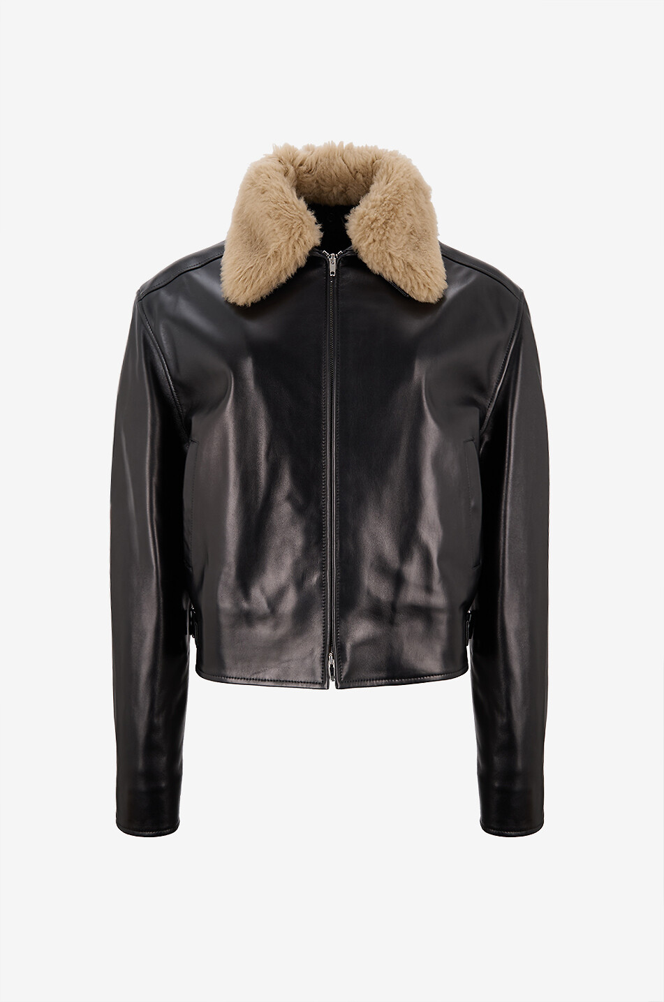 PHOEBE PHILO Sept Drop glossy leather cropped jacket Women BLACK 1