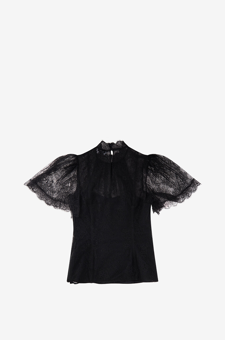 ALEXANDER McQUEEN Top à col montant en dentelle à manches volants Femme NOIR 2