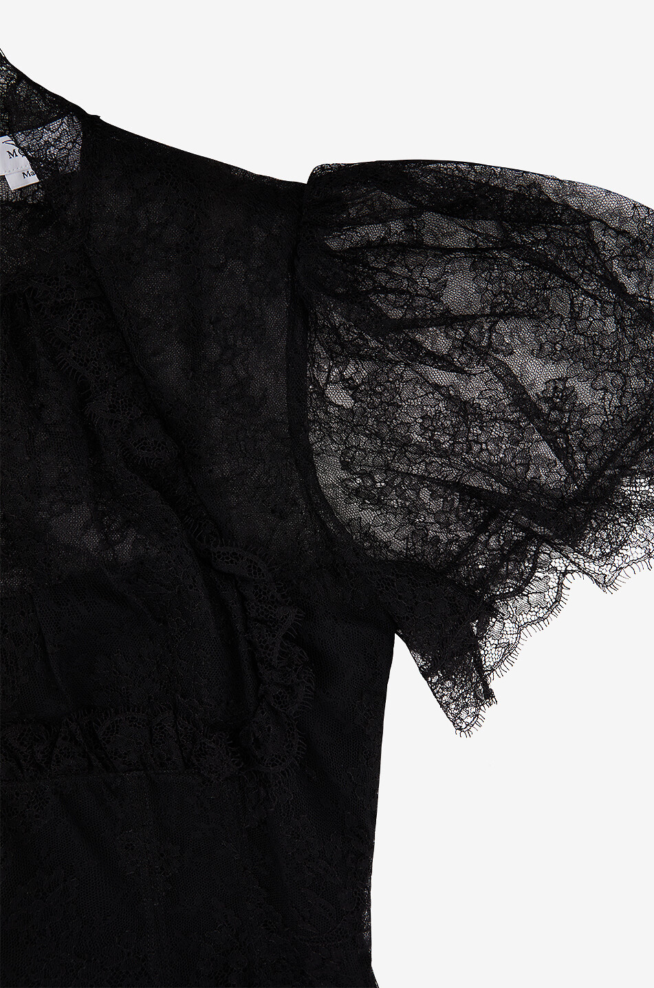 ALEXANDER McQUEEN Top à col montant en dentelle à manches volants Femme NOIR 3