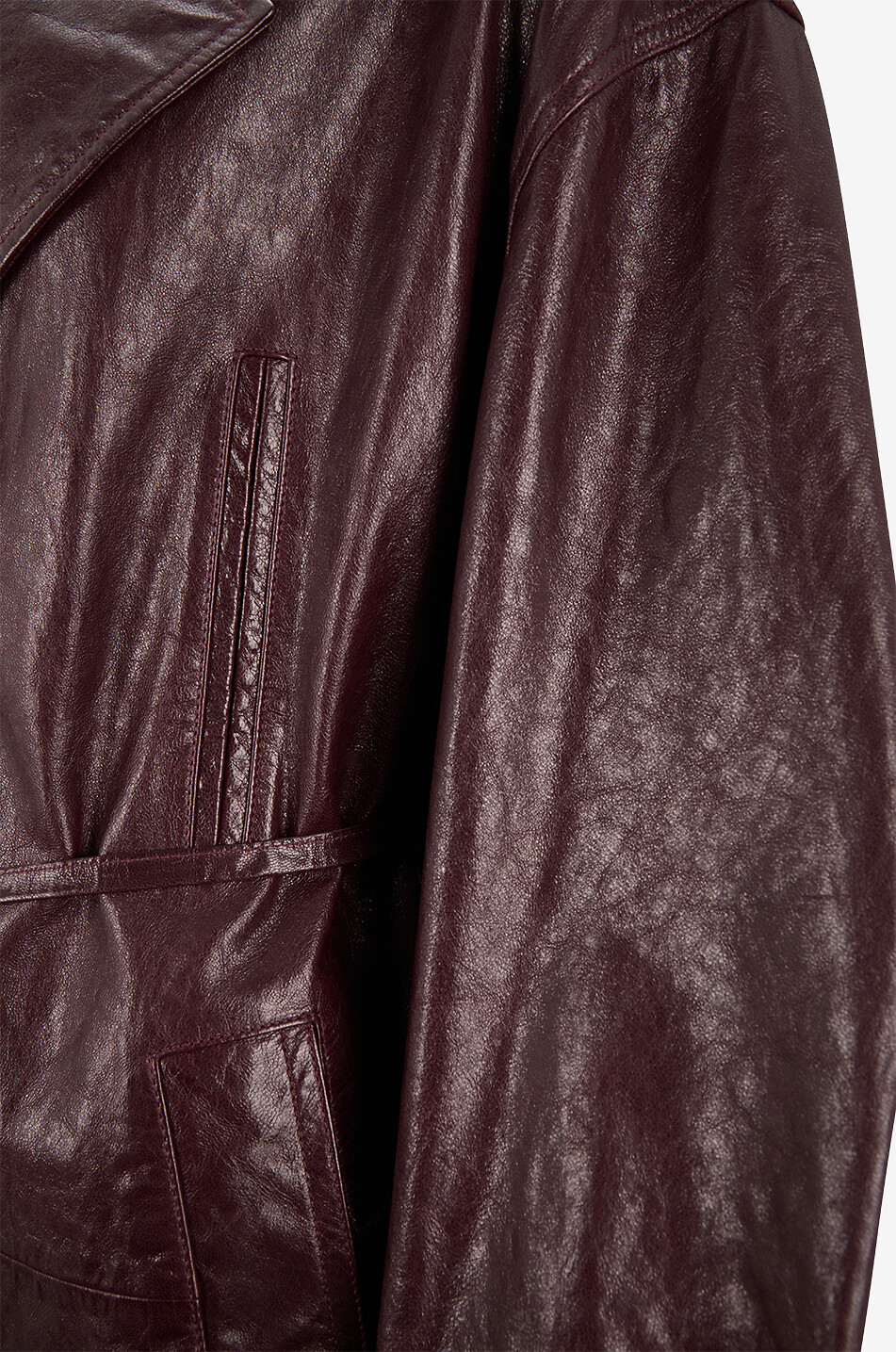 BONGÉNIE Manteau long en cuir vieilli à revers Billie Femme ROUGE FONCÉ 3