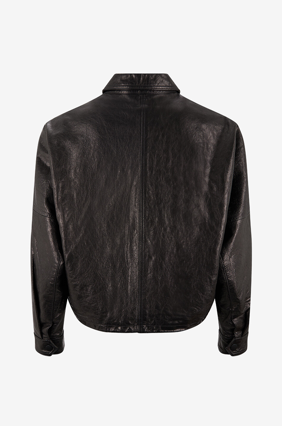 BONGÉNIE Veste courte en cuir à col chemise Bobby Femme NOIR 2