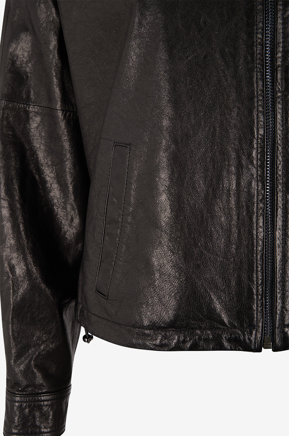 BONGÉNIE Veste courte en cuir à col chemise Bobby Femme NOIR 3