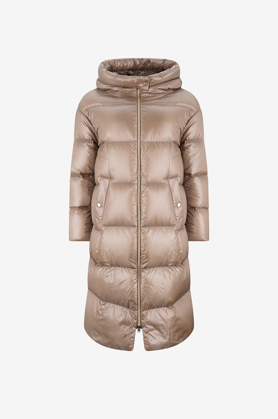 Brou long belted down jacket - MONCLER - LIGHT BROWN - Bongénie