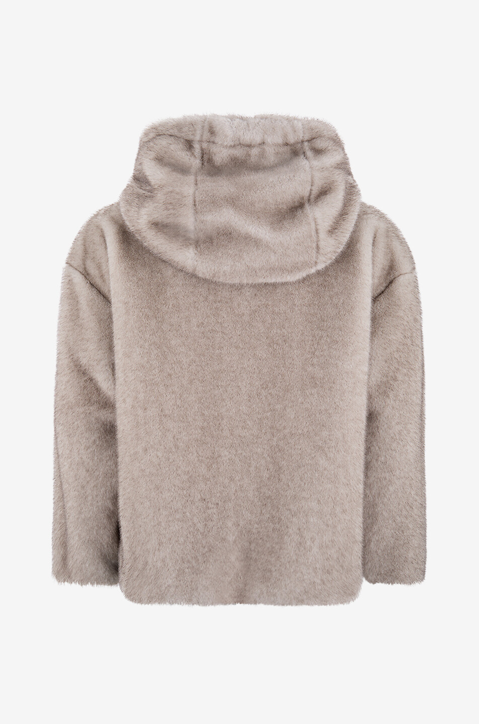 HERNO Short hooded faux fur coat Women LIGHT GREY 2